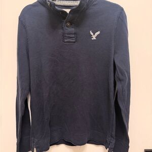 Gray Long Sleeve Shirt with Embroidered Eagle